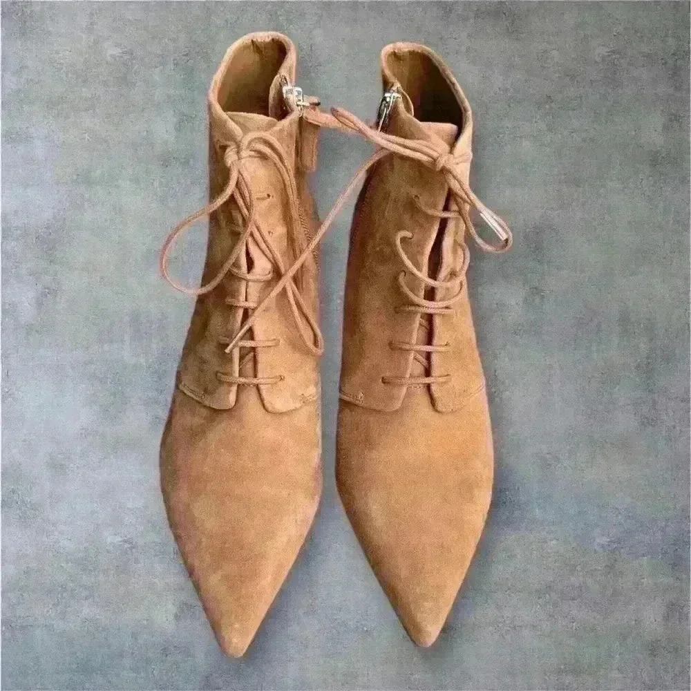 Nine West Shoes Women's 5.5 Beige Camel Tan Leather Yendira Ankle Bootie